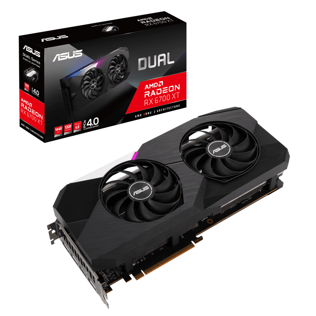 PLACA VIDEO ASUS "Dual Radeon RX 6700 XT OC Edition", 12 GB GDDR6 192 biti, PCI Express 4.0 x 16, HDMI DisplayPort x 3, sistem racire aer, "DUAL-RX6700XT-O12G"