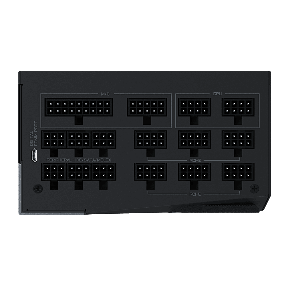 SURSA GIGABYTE, 1200 W, "Aorus P1200W 80+" modulara, ATX 12V, 140 mmx1, 80 Plus Pl, MB 20+4 pinx1,CPU 4+4 pinx2, PCI-E 6+2 pinx10, SATAx16, MOLEX 4-pinx6, Floppyx2, "GP-AP1200PM" — miniatură