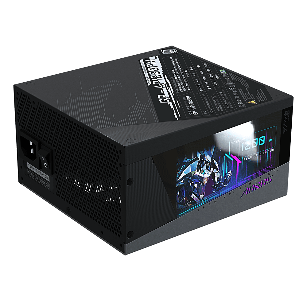 SURSA GIGABYTE, 1200 W, "Aorus P1200W 80+" modulara, ATX 12V, 140 mmx1, 80 Plus Pl, MB 20+4 pinx1,CPU 4+4 pinx2, PCI-E 6+2 pinx10, SATAx16, MOLEX 4-pinx6, Floppyx2, "GP-AP1200PM" — miniatură