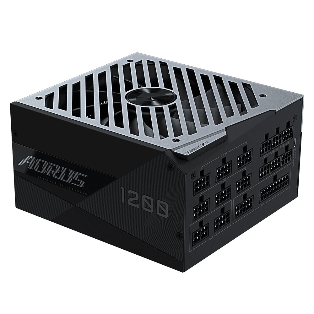 SURSA GIGABYTE, 1200 W, "Aorus P1200W 80+" modulara, ATX 12V, 140 mmx1, 80 Plus Pl, MB 20+4 pinx1,CPU 4+4 pinx2, PCI-E 6+2 pinx10, SATAx16, MOLEX 4-pinx6, Floppyx2, "GP-AP1200PM" — miniatură