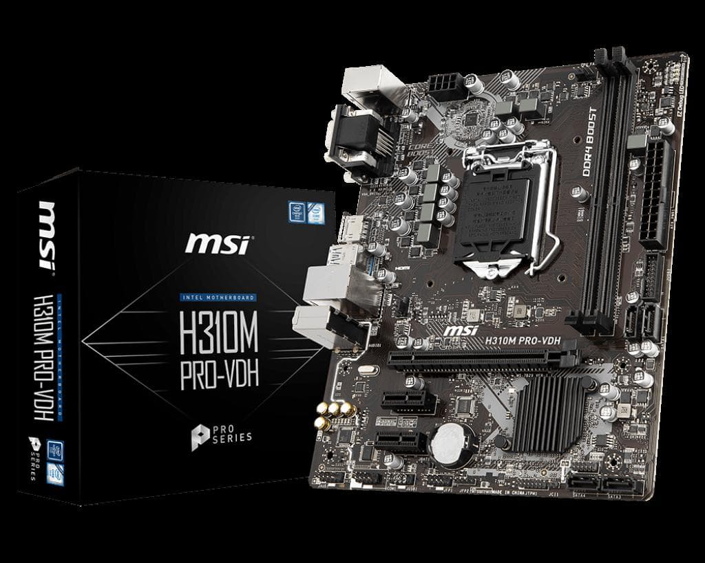 PLACA de BAZA MSI "H310M PRO-VDH", skt LGA 1151, mATX, Intel H310, 2 x DDR4, max. 32 GB, 4 x SATA, nu x M.2, 7.1, "H310M PRO-VDH" — miniatură