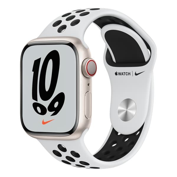 SMARTWATCH Apple Watch Nike S7 GPS, 41mm Starlight Aluminium Case with Pure Platinum/Black Nike Sport Band "mkn33wb/a" — miniatură