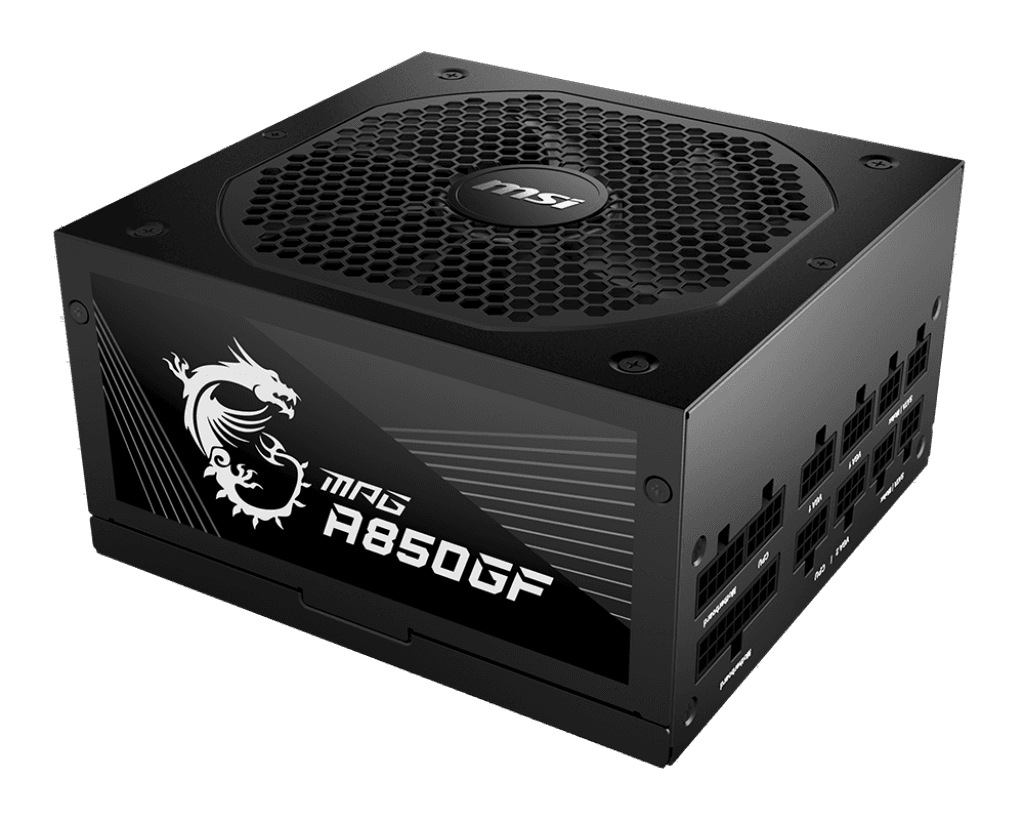 SURSA MSI, 850 W, "MPG A850GF" modulara, ATX 12V, fan 140 mm x 1, 80 Plus Gold, MB 20+4 pin x 1, CPU 4+4 pin x 2, PCI-E 6+2 pin x 6, SATA x 8, MOLEX 4-pin x 5, "MPG A850GF"