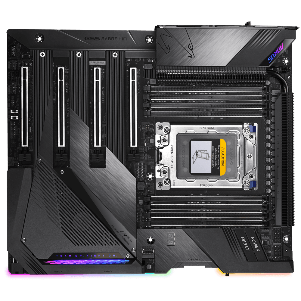 PLACA de BAZA Gigabyte "TRX40 AORUS XTREME", skt TRX4, XL-ATX, AMD TRX40, 8 x DDR4, max. 256 GB, 10 x SATA, 4 x M.2, 7.1, "TRX40 AORUS XTREME" — miniatură