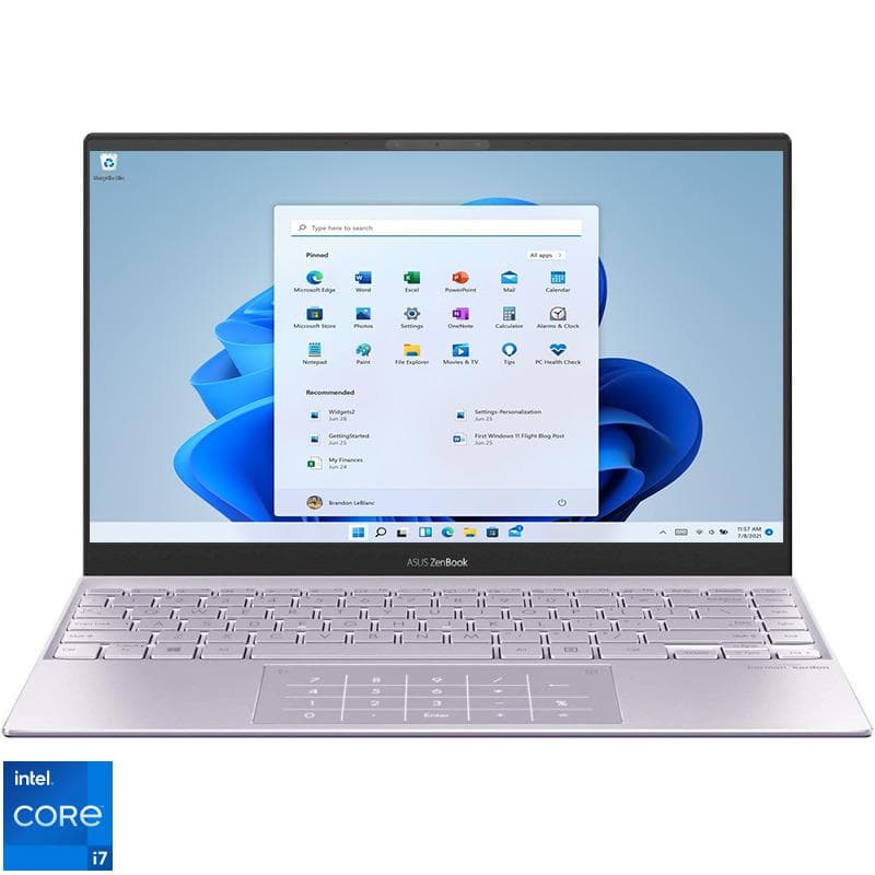 NOTEBOOK Asus, "ZenBook 13" 13.3 inch, i7-1165G7, 8 GB DDR4, SSD 512 GB, Intel Iris Xe Graphics, Windows 11 Home, "UX325EA-KG395W" (