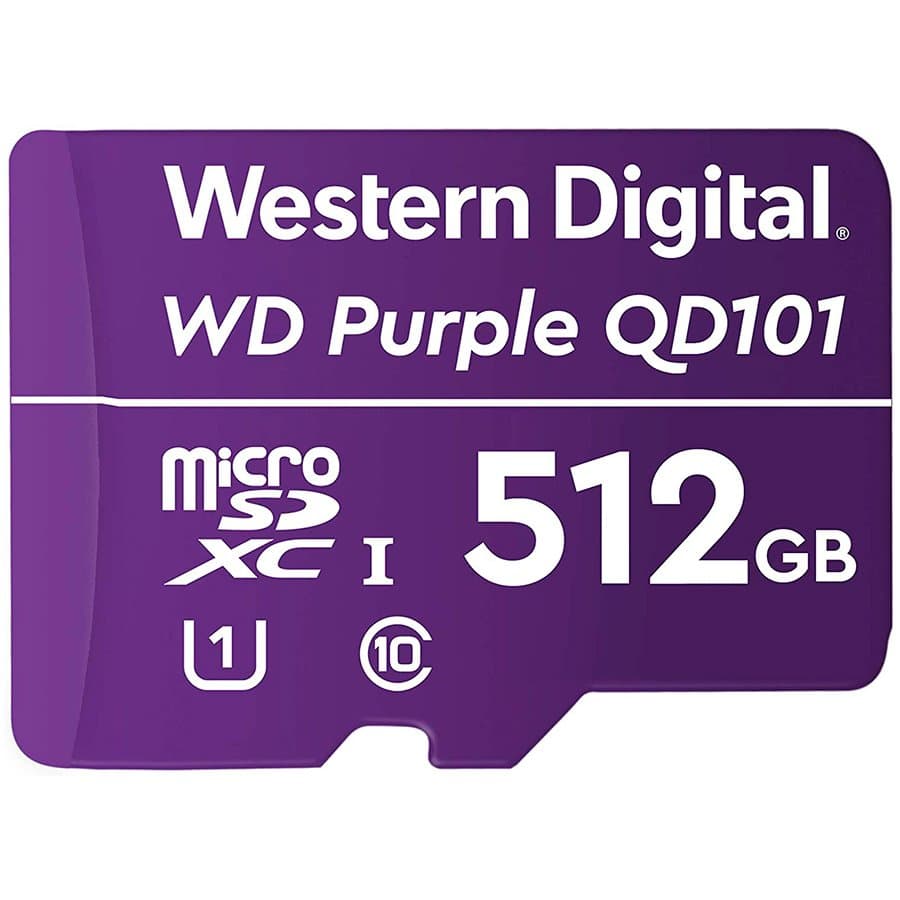 WD Purple 512GB Surveillance microSD XC Class - 10 UHS 1, "WDD512G1P0C"