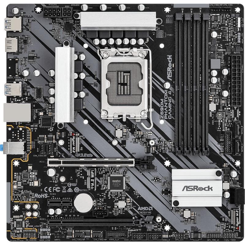 PLACA de BAZA Asrock "Z690 PHANTOM 4/D4", skt LGA 1700, ATX, Intel Z690, 4 x DDR4, max. 128 GB, 4 x SATA, 3 x M.2, 7.1, "Z690 PHANTOM 4/D4"