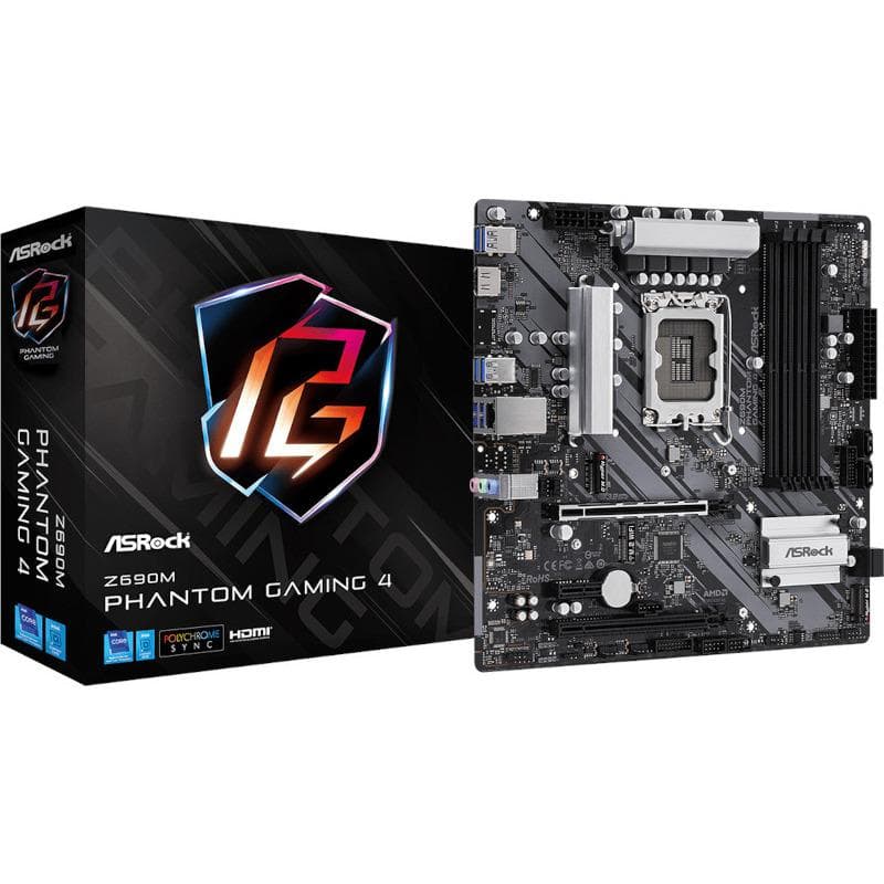 PLACA de BAZA Asrock "Z690 PHANTOM 4/D4", skt LGA 1700, ATX, Intel Z690, 4 x DDR4, max. 128 GB, 4 x SATA, 3 x M.2, 7.1, "Z690 PHANTOM 4/D4" — miniatură
