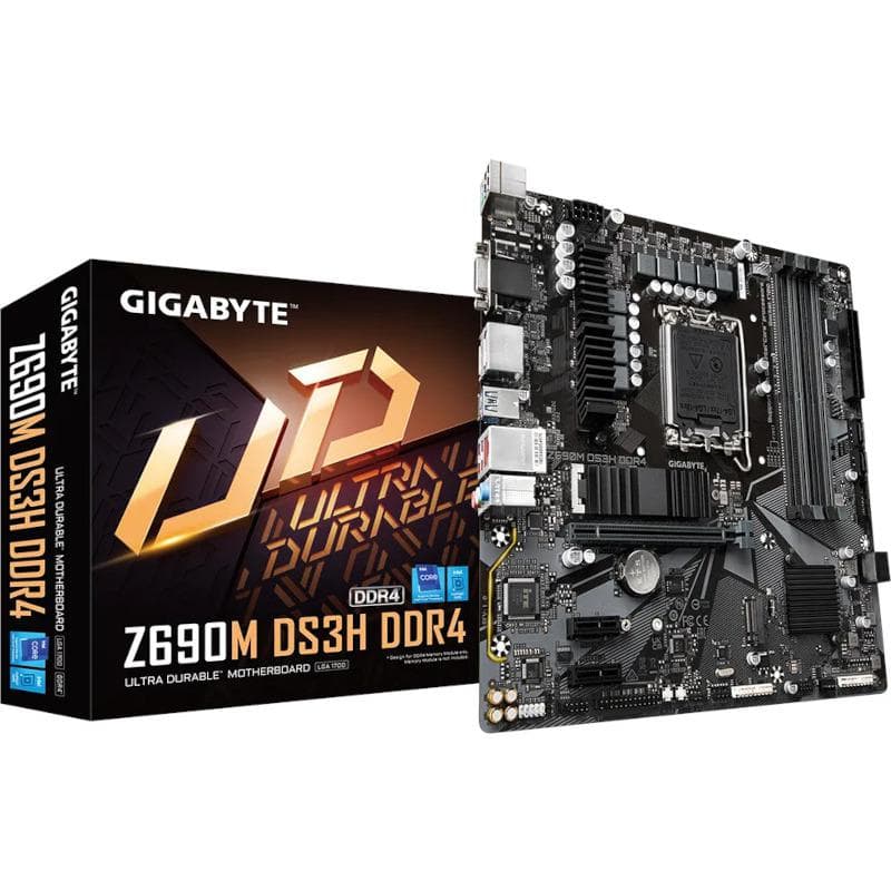 PLACA de BAZA Gigabyte "Z690M DS3H D4", skt LGA 1700, mATX, Intel Z690, 4 x DDR4, max. 128 GB, 4 x SATA, 2 x M.2, 7.1, "Z690M DS3H D4" — miniatură