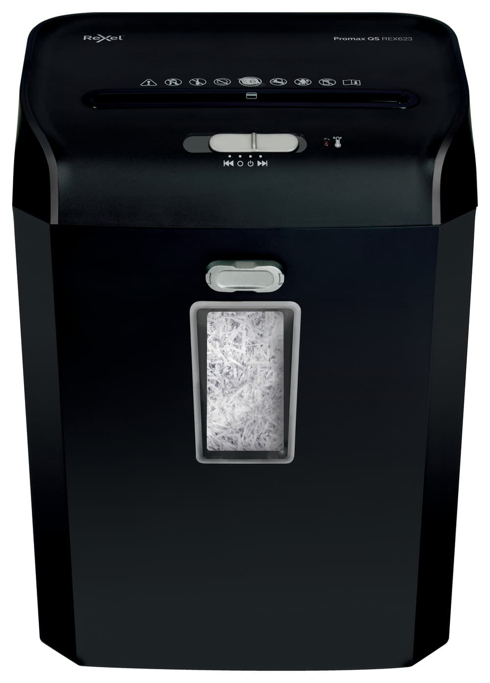 Distrugator manual documente Rexel PROMAX QS REX623, 6 coli, P4, cross-cut (tip confeti), cos 23 litri, negru, "22104581EU"
