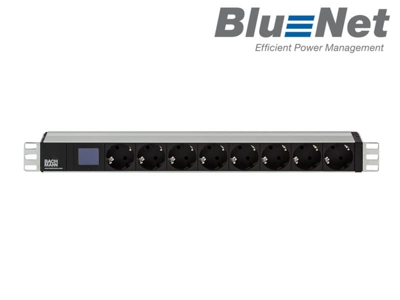 PDU BACHMANN, 1U pt. rack 19 inch, 8 prize Schuko, intrare Schuko, max 16 A, cablu 2 m, negru, "800.2054" — miniatură