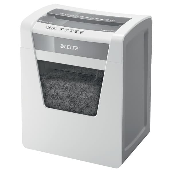 Distrugator manual documente Leitz IQ Office, 10 coli, P5, micro-cut (tip particule), cos 23 coli, alb, Leitz "80020000"