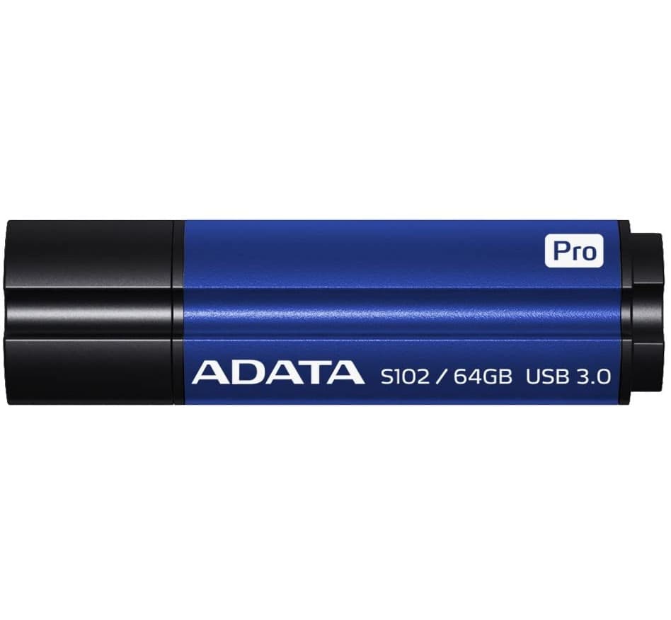 MEMORIE USB 3.1 ADATA 64 GB, cu capac, carcasa aluminiu, negru / albastru, "AS102P-64G-RBL"