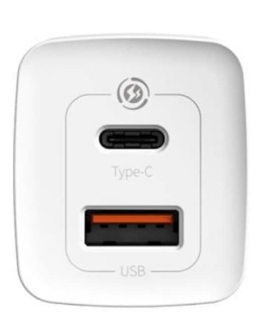INCARCATOR retea Baseus GaN2 Lite, Quick Charge 65W, 1 x USB 5V/3A, 1 x USB Type-C 5V/3A, alb "CCGAN2L-B02" - 6953156232945 — miniatură