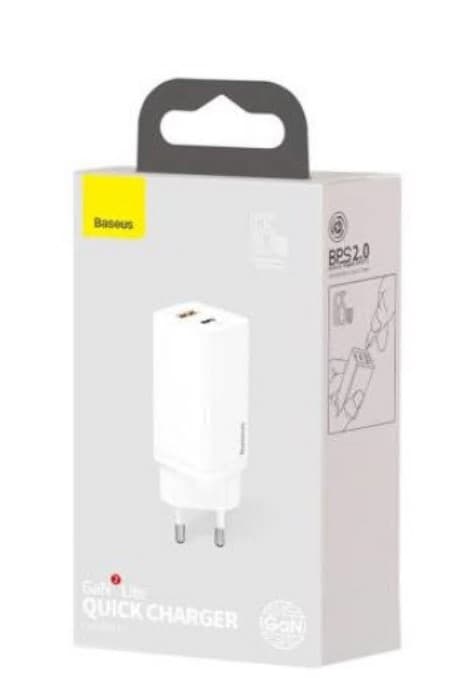 INCARCATOR retea Baseus GaN2 Lite, Quick Charge 65W, 1 x USB 5V/3A, 1 x USB Type-C 5V/3A, alb "CCGAN2L-B02" - 6953156232945 — miniatură