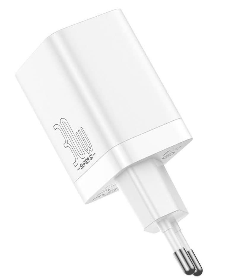 INCARCATOR retea Baseus Super Si Pro, Quick Charge 30W, 1 x USB 5V/3A, 1 x USB Type-C 5V/3A, alb "CCSUPP-E02" - 6953156206359 — miniatură