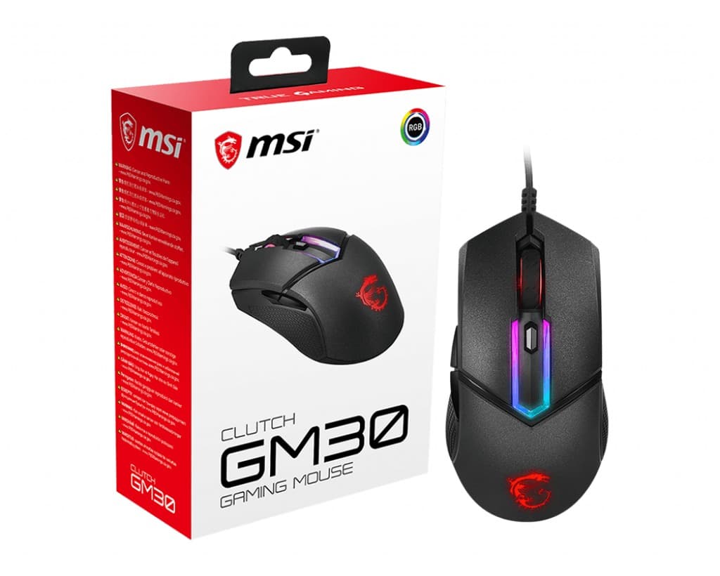 MSI Clutch GM30 wired symmetrical design Optical GAMING Mouse with RGB lighting, "CLUTCH GM30" — miniatură