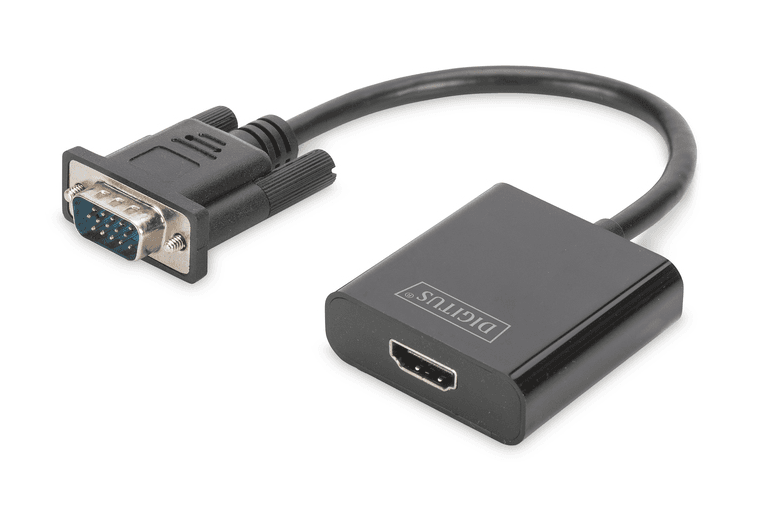DIGITUS VGA to HDMI Converter + Audio 3.5mm Full HD 1080p cable type 15cm black "DA-70473"