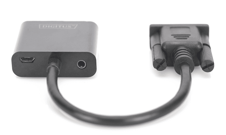 DIGITUS VGA to HDMI Converter + Audio 3.5mm Full HD 1080p cable type 15cm black "DA-70473" — miniatură