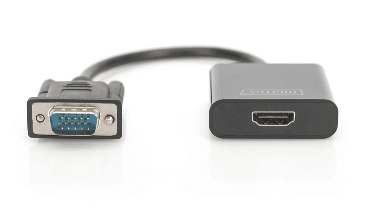 DIGITUS VGA to HDMI Converter + Audio 3.5mm Full HD 1080p cable type 15cm black "DA-70473" — miniatură