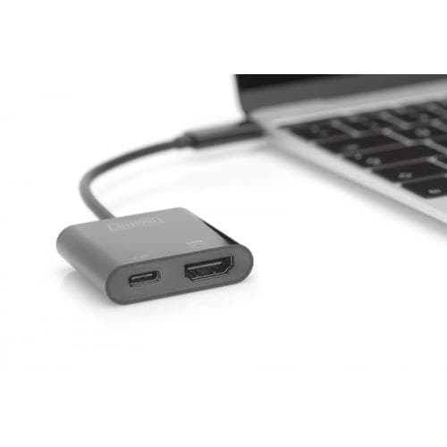 DIGITUS USB Type C to HDMI Adapter 4K/60Hz + USB C PD black "DA-70856" — miniatură