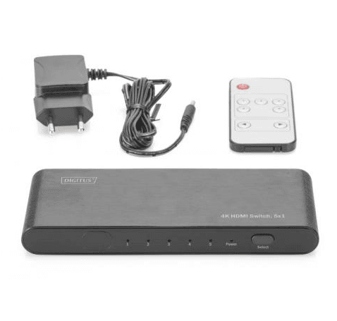 DIGITUS 4K HDMI 2.0 Switch 5x1 UHD 4K2K/60Hz Full 3D High Speed HDMI aluminum housing black "DS-45317" — miniatură
