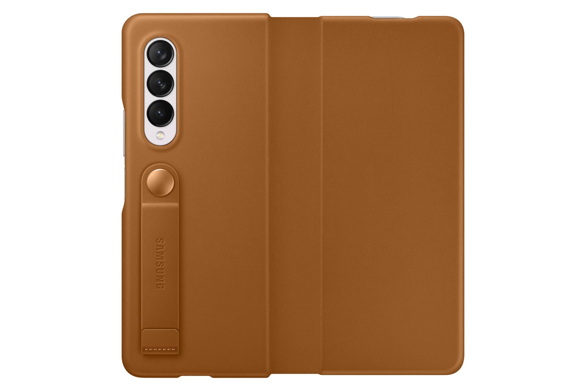 HUSA Smartphone Samsung, pt Galaxy Z Fold3, tip back cover (protectie spate), piele, ultrasubtire, maro, "EF-FF926LAEGWW" — miniatură