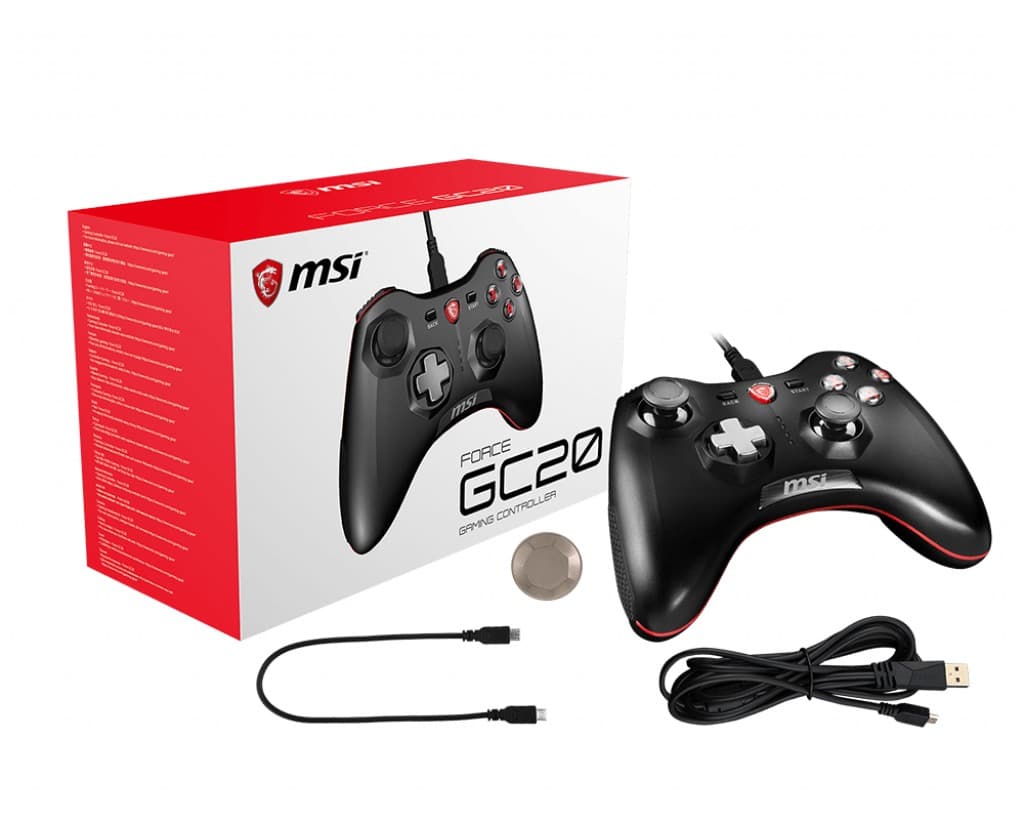 MSI Force GC20 Wired Game Controller with changeable D Pads. USB 2m Cable. Supports PC PS3. Android, "FORCE GC20" — miniatură