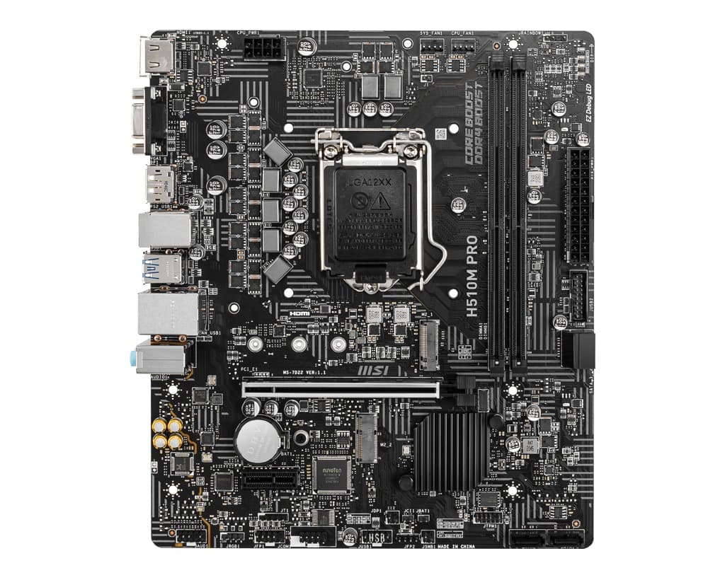 PLACA de BAZA MSI "H510M PRO", skt LGA 1200, mATX, Intel H510, 2 x DDR4, max. 64 GB, 4 x SATA, 2 x M.2, 7.1, "H510M PRO"