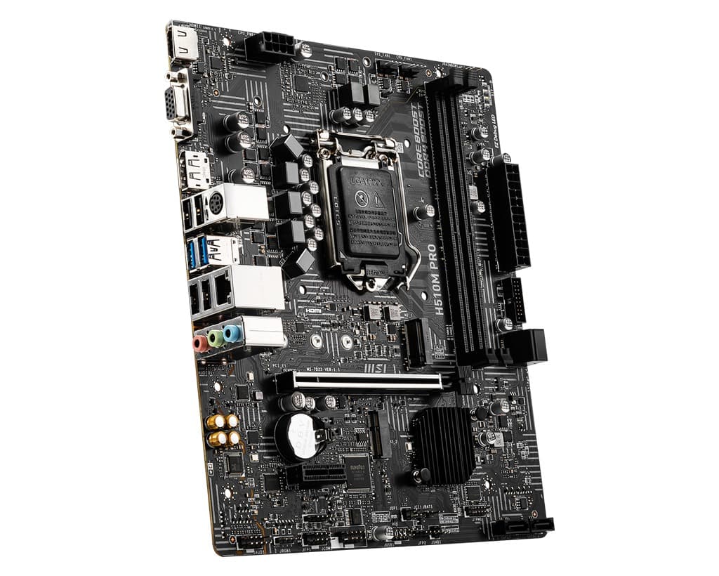 PLACA de BAZA MSI "H510M PRO", skt LGA 1200, mATX, Intel H510, 2 x DDR4, max. 64 GB, 4 x SATA, 2 x M.2, 7.1, "H510M PRO" — miniatură
