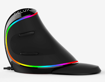 MOUSE DELUX, PC sau NB, cu fir, USB, optic, 4000 dpi, butoane/scroll 6/1, ergonomic, RGB light, negru, "M618PLUS-RGB-BK" — miniatură