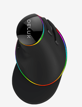 MOUSE DELUX, PC sau NB, cu fir, USB, optic, 4000 dpi, butoane/scroll 6/1, ergonomic, RGB light, negru, "M618PLUS-RGB-BK" — miniatură