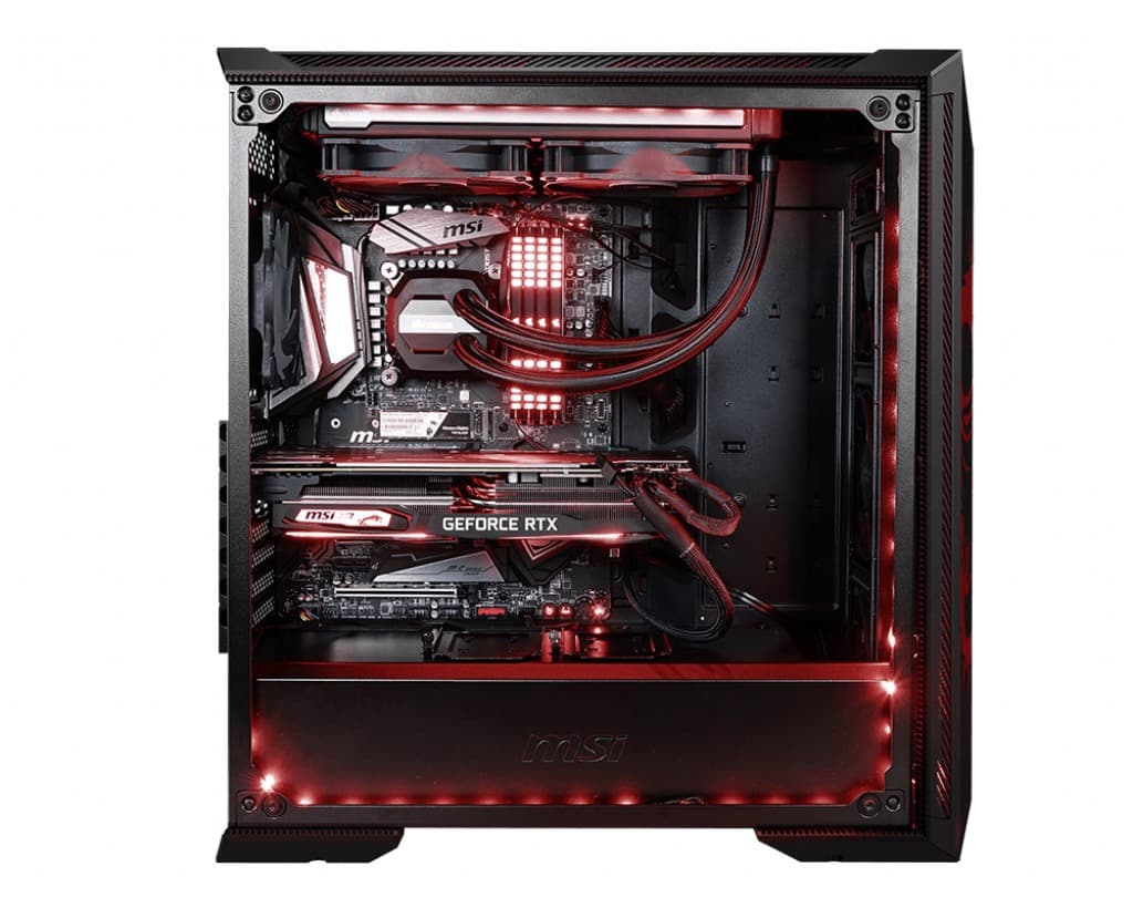 CARCASA MSI Middle Tower, E-ATX, "MPG GUNGNIR 100D", fara sursa, sticla securizata, fan x 1, USB 3.0 x 2, Jack 3.5 mm x 1, mesh pt. filtrare praf, negru, "MPG GUNGNIR 100D" — miniatură