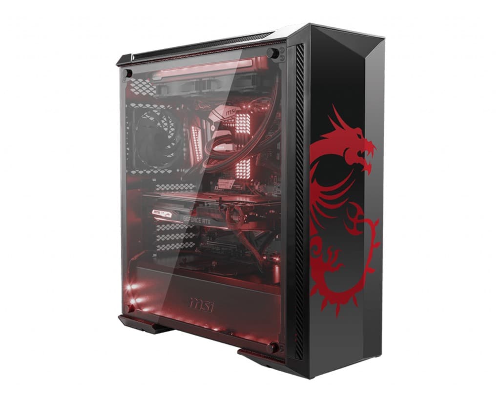 CARCASA MSI Middle Tower, E-ATX, "MPG GUNGNIR 100D", fara sursa, sticla securizata, fan x 1, USB 3.0 x 2, Jack 3.5 mm x 1, mesh pt. filtrare praf, negru, "MPG GUNGNIR 100D" — miniatură