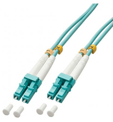 Patch cord | FO | 5 metri | LSZH | Aqua | LANmark | Multimode OM4 | Duplex LC-SC — miniatură