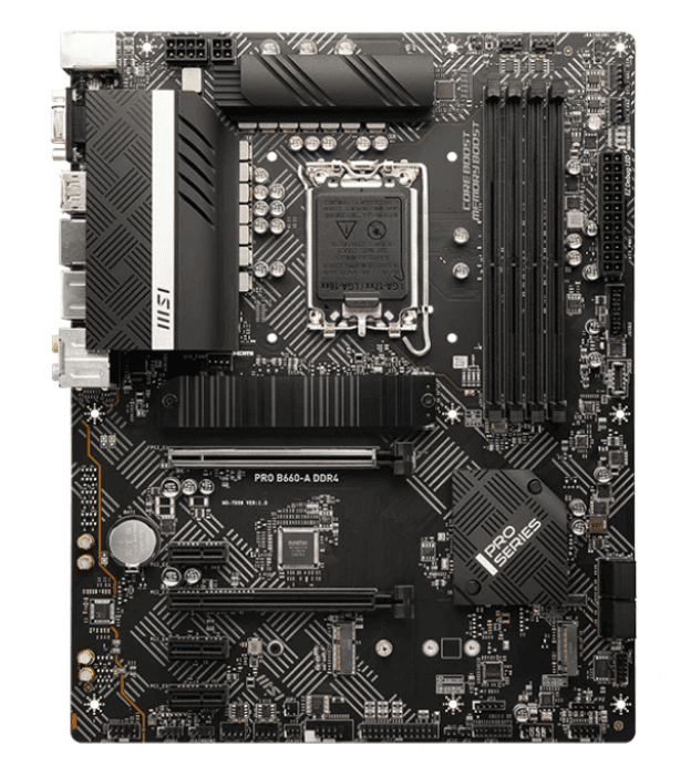 PLACA de BAZA MSI "PRO B660-A DDR4", skt LGA 1700, mATX, Intel B660, 4 x DDR4, max. 128 GB, 4 x SATA, 2 x M.2, 7.1, "PRO B660-A DDR4" — miniatură