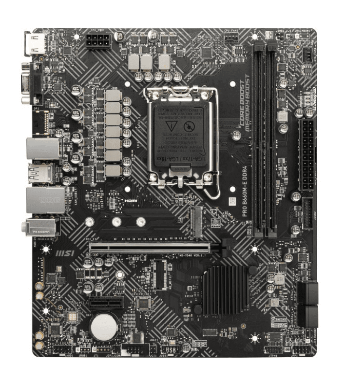 PLACA de BAZA MSI "PRO B660M-E DDR4", skt LGA 1700, mATX, Intel B660, 2 x DDR4, max. 64 GB, 4 x SATA, 1 x M.2, 7.1, "PRO B660M-E DDR4"