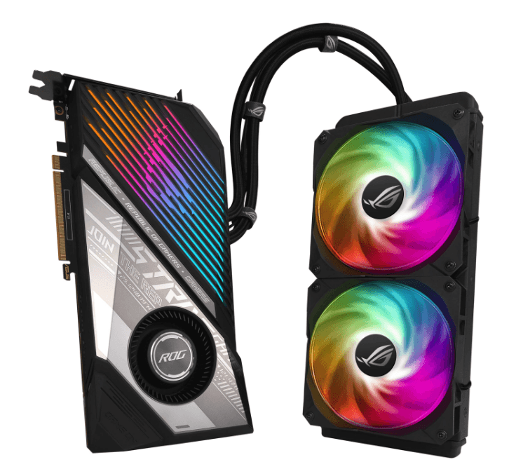 PLACA VIDEO ASUS "ROG Strix LC Radeon RX 6900 XT TOP", 16 GB GDDR6 256 biti, PCI Express 4.0 x 16, HDMI DisplayPort x 2 USB Type-C, sistem racire lichid, "ROG-STRIX-LC-RX6900XT-T16G-GAMING" — miniatură