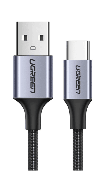 CABLU alimentare si date Ugreen, "US288", Fast Charging Data Cable pt. smartphone, USB la USB Type-C 3A, nickel plating, braided, 3m, gri "60408" - 6957303864089