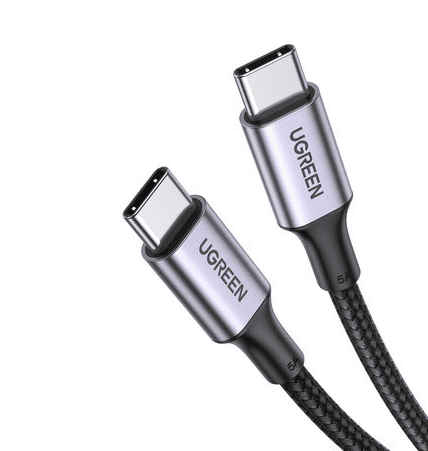 CABLU alimentare si date Ugreen, "US316", Fast Charging Data Cable pt. smartphone, USB Type-C la USB Type-C 100W/5A, braided, 1m, negru "70427" - 6957303874279