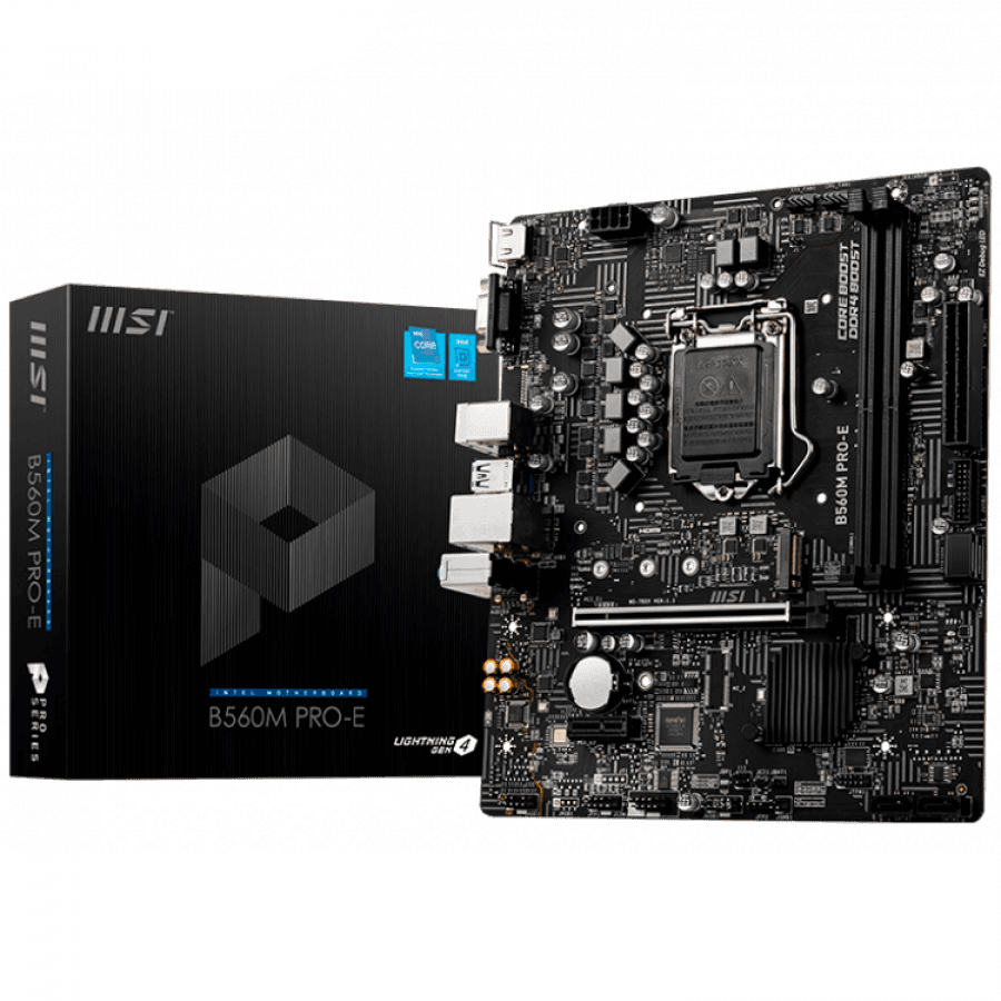 PLACA de BAZA MSI "B560M_PRO-E", skt LGA 1200, mATX, Intel B560, 2 x DDR4, max. 64 GB, 4 x SATA, 1 x M.2, 7.1, "B560M_PRO-E"