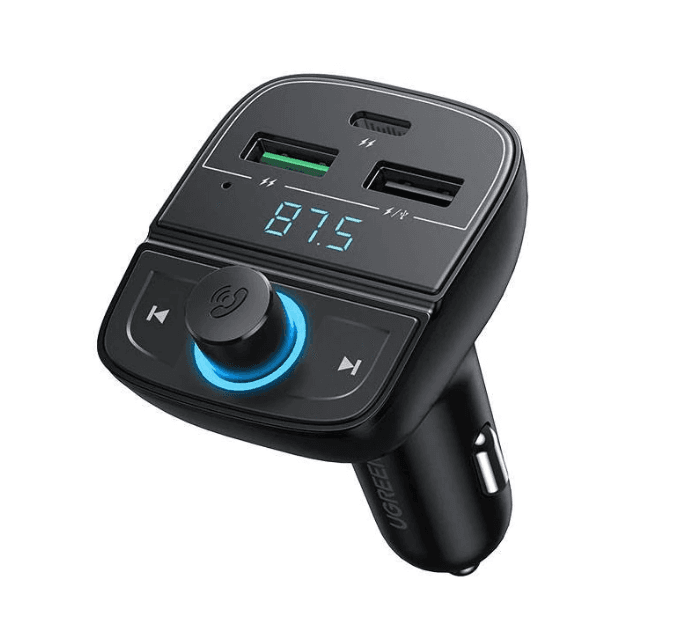 MODULATOR AUTO FM Ugreen, "CD229" BT5.0, 2 x USB 5V/3A si 1xUSB Type-C 5V/3A,frecv FM: 87,5-108.0MHZ, MP3/WAV/FLAC/APE/WMA,answer/reject/hang up/redial,bk "80910"-6957303889105