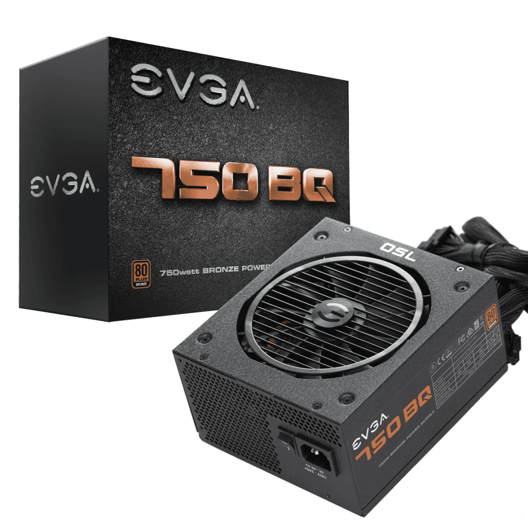 SURSA EVGA, 750 W, "750 BQ" semi-modulara, ATX 12V, fan 140 mm x 1, 80 Plus Bronze, MB 20+4 pin x 1, CPU 4+4 pin x 2, PCI-E 6+2 pin x 3, SATAx9, Floppy 4-pinx1, "110-BQ-0750-V2"