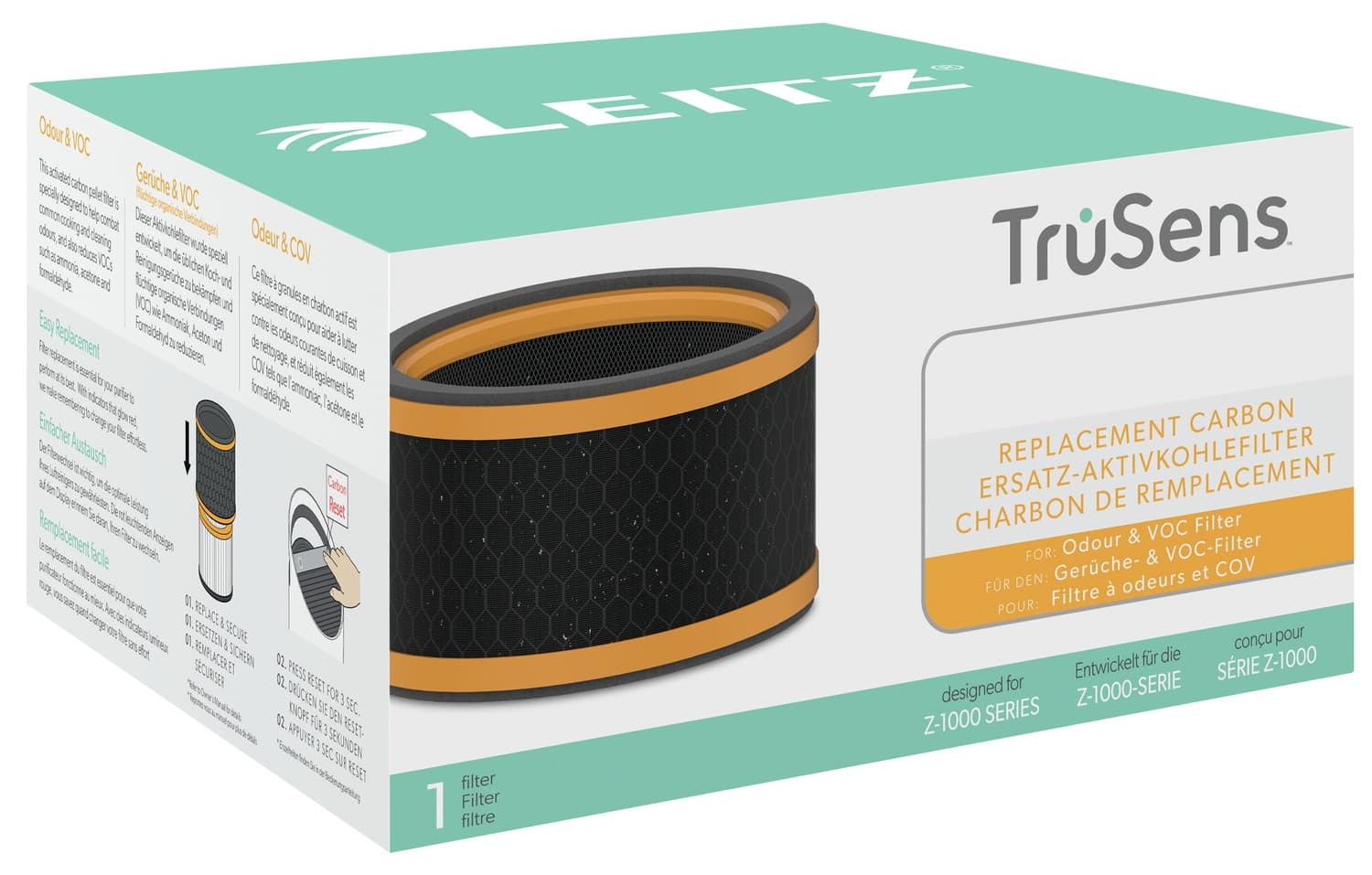 REZERVA filtru carbon, impotriva mirosurilor si a compusilor organici volatili, pentru purificator LEITZ TruSens Z-1000, "2415122" — miniatură