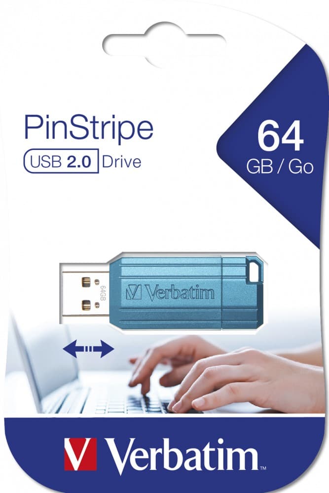 MEMORIE USB VERBATIM PINSTRIPE 64GB BLUE "49961" — miniatură