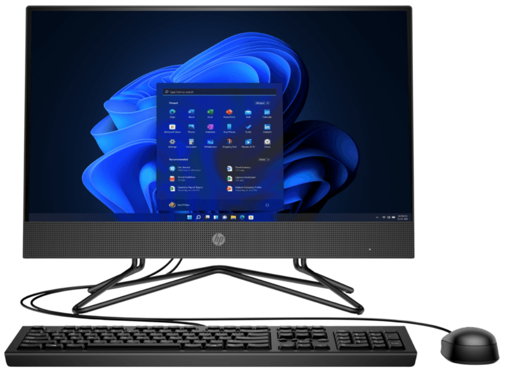 DESKTOP HP, "200 G4" All-in-one, 21.5 inch, Pentium Silver J5040, Intel UHD Graphics 605, 8 GB, SSD 256 GB, unitate optica, tastatura si mouse, Windows 10 Pro, "9US88EA#ABB"