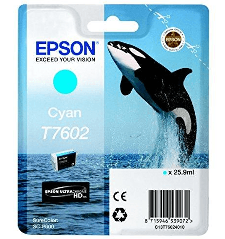 Cartus Cerneala Original Epson Cyan, T7602, pentru Epson SureColor SC-P600, 25.9ml, "C13T76024010"