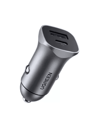 INCARCATOR auto Ugreen, "CD130" 1 x USB Output 5V/2.4A si 1 x USB Type-C Output 5V/3A, total output 18W, pt. bricheta auto, gri "30780" - 6957303837809