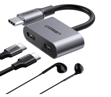 ADAPTOR Incarcare si audio Ugreen, "CM232", 1 x USB Type-C(T) la 2 x USB Type-C(M), lungime cablu 15 cm, gri "60165" - 6957303861651