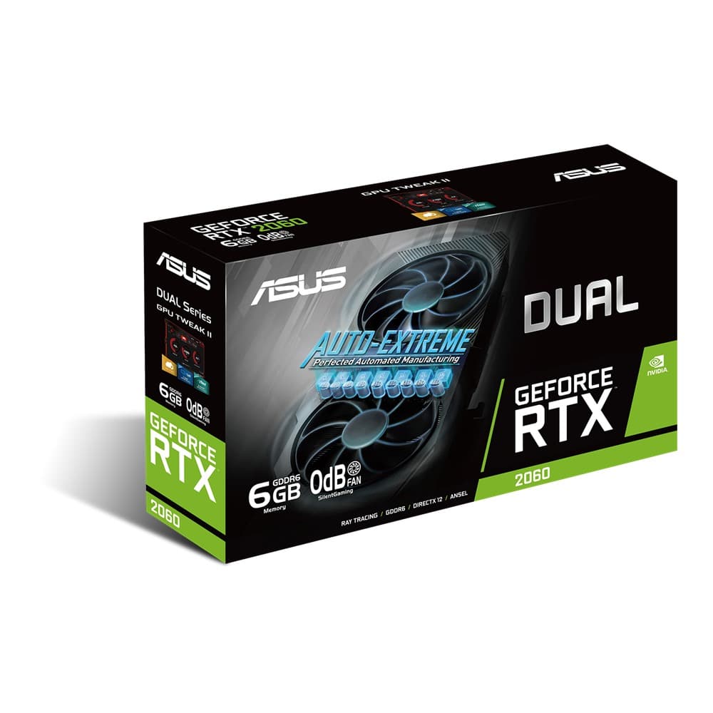 PLACA VIDEO ASUS "GeForce RTX 2060 EVO", 6 GB GDDR6 192 biti, PCI Express 3.0 x 16, HDMI x 2 DisplayPort DVI-D, sistem racire aer, "DUAL-RTX2060-6G-EVO" — miniatură